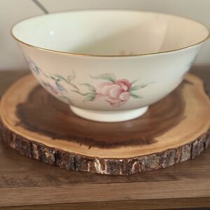 Lenox Cream and Pink Serveware Bowl